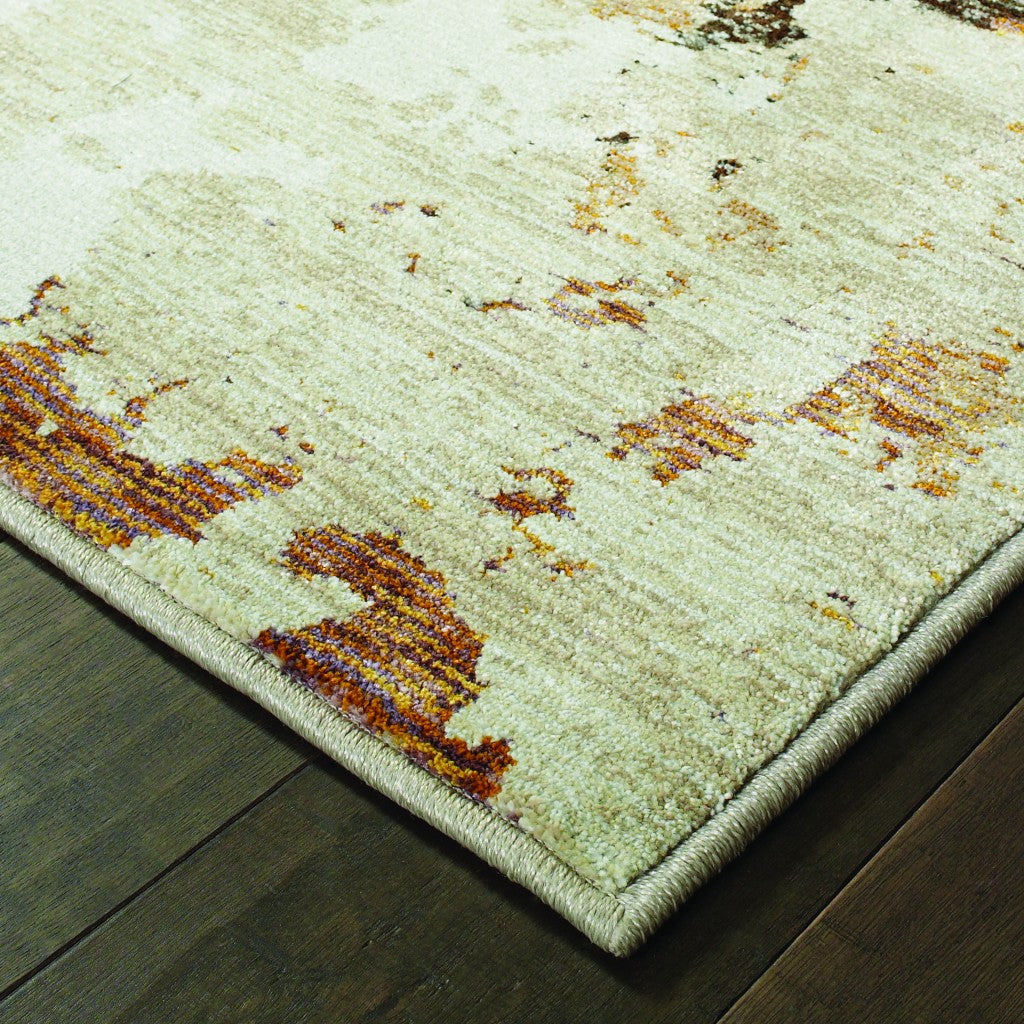 HomeRoots 2' x 8' Abstract Weathered Beige and Gray Indoor Runner Rug