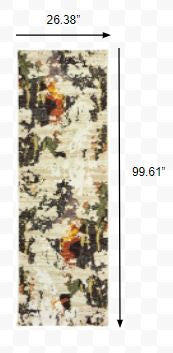 HomeRoots 2' x 8' Abstract Weathered Beige and Gray Indoor Runner Rug