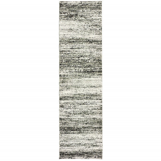 HomeRoots 2' x 8' Ash and Slate Abstract Runner Rug