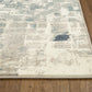 HomeRoots 2' x 8' Beige Blue Abstract Tiles Distressed Runner Rug