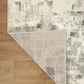 HomeRoots 2' x 8' Beige Blue Abstract Tiles Distressed Runner Rug