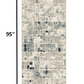 HomeRoots 2' x 8' Beige Blue Abstract Tiles Distressed Runner Rug