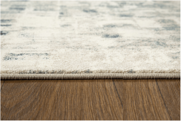 HomeRoots 2' x 8' Beige Blue Abstract Tiles Distressed Runner Rug