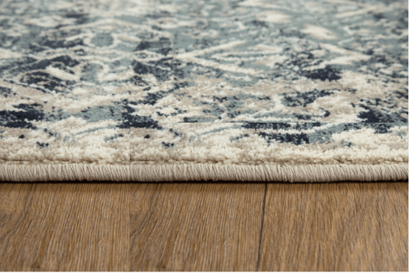 HomeRoots 2' x 8' Beige Blue Distressed Diamonds Runner Rug