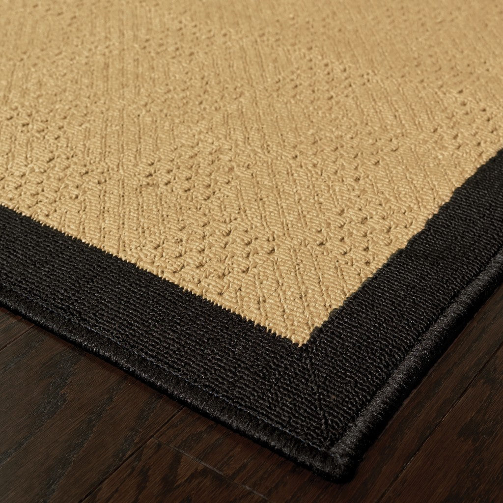 HomeRoots 2' x 8' Beige and Black Plain Indoor Outdoor Runner Rug