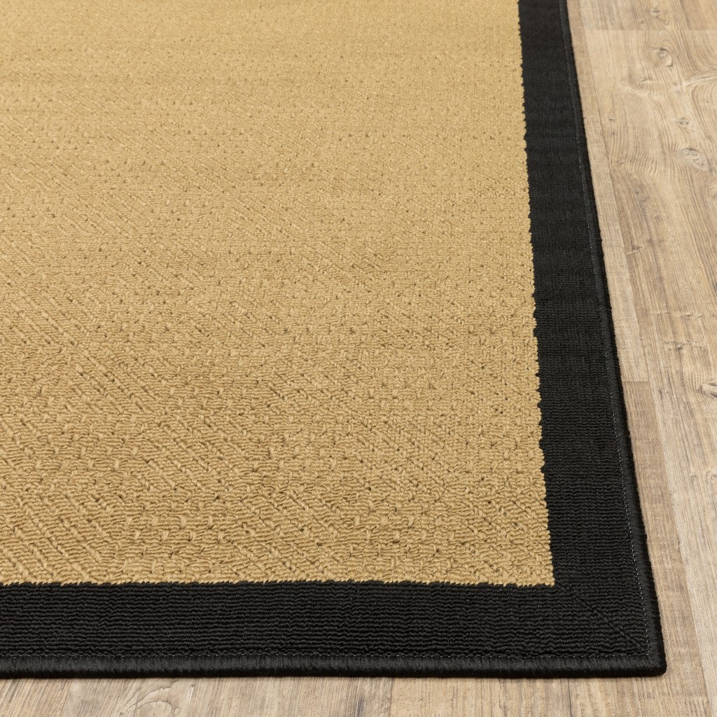 HomeRoots 2' x 8' Beige and Black Plain Indoor Outdoor Runner Rug