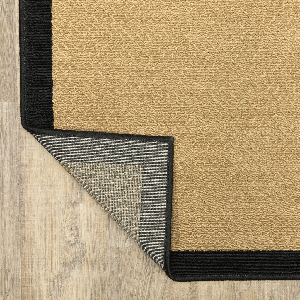 HomeRoots 2' x 8' Beige and Black Plain Indoor Outdoor Runner Rug