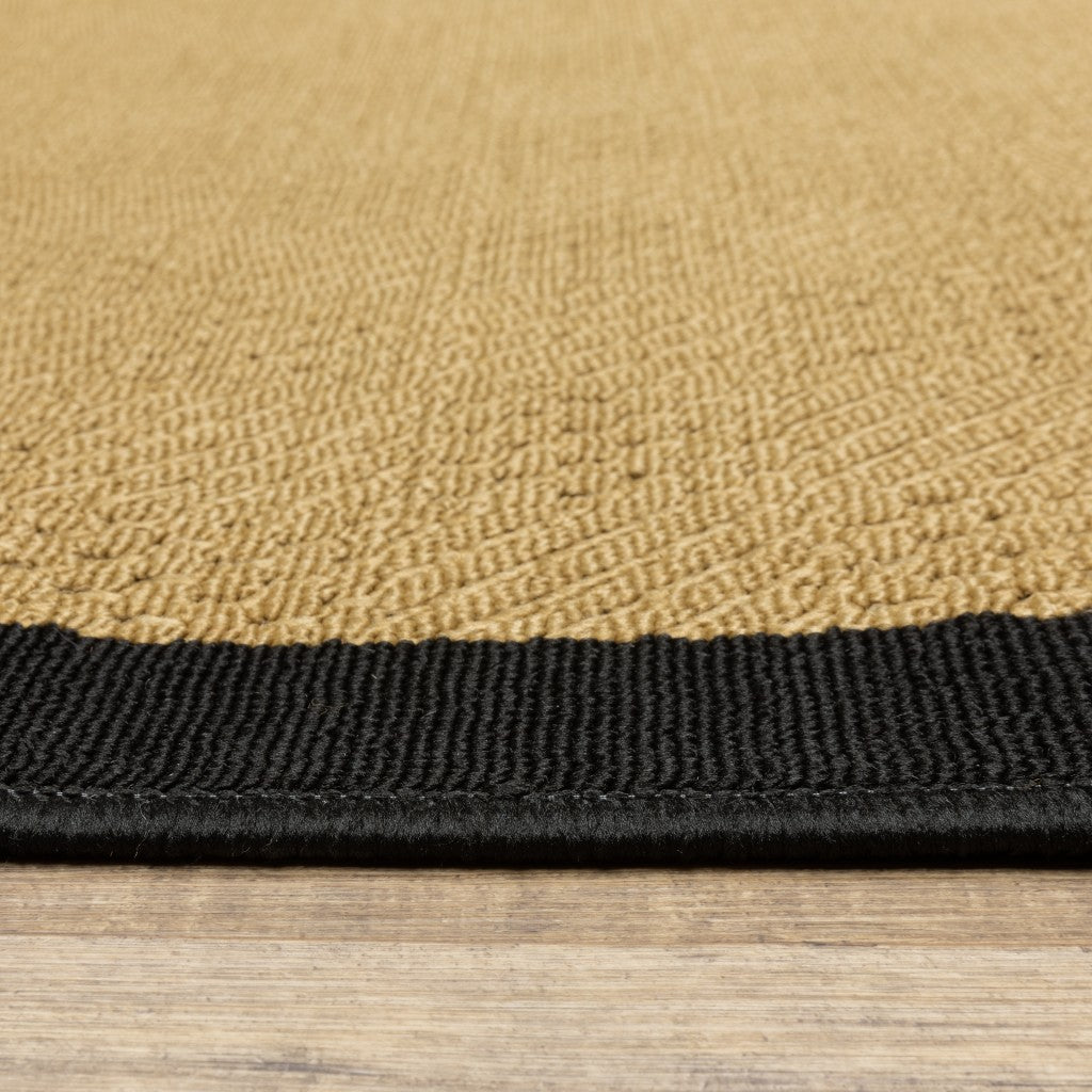 HomeRoots 2' x 8' Beige and Black Plain Indoor Outdoor Runner Rug