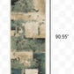 HomeRoots 2' x 8' Beige and Blue Block Indoor Runner Rug