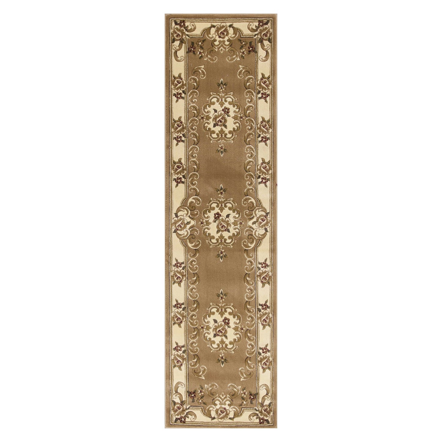 HomeRoots 2' x 8' Beige or Ivory Medallion Runner Rug