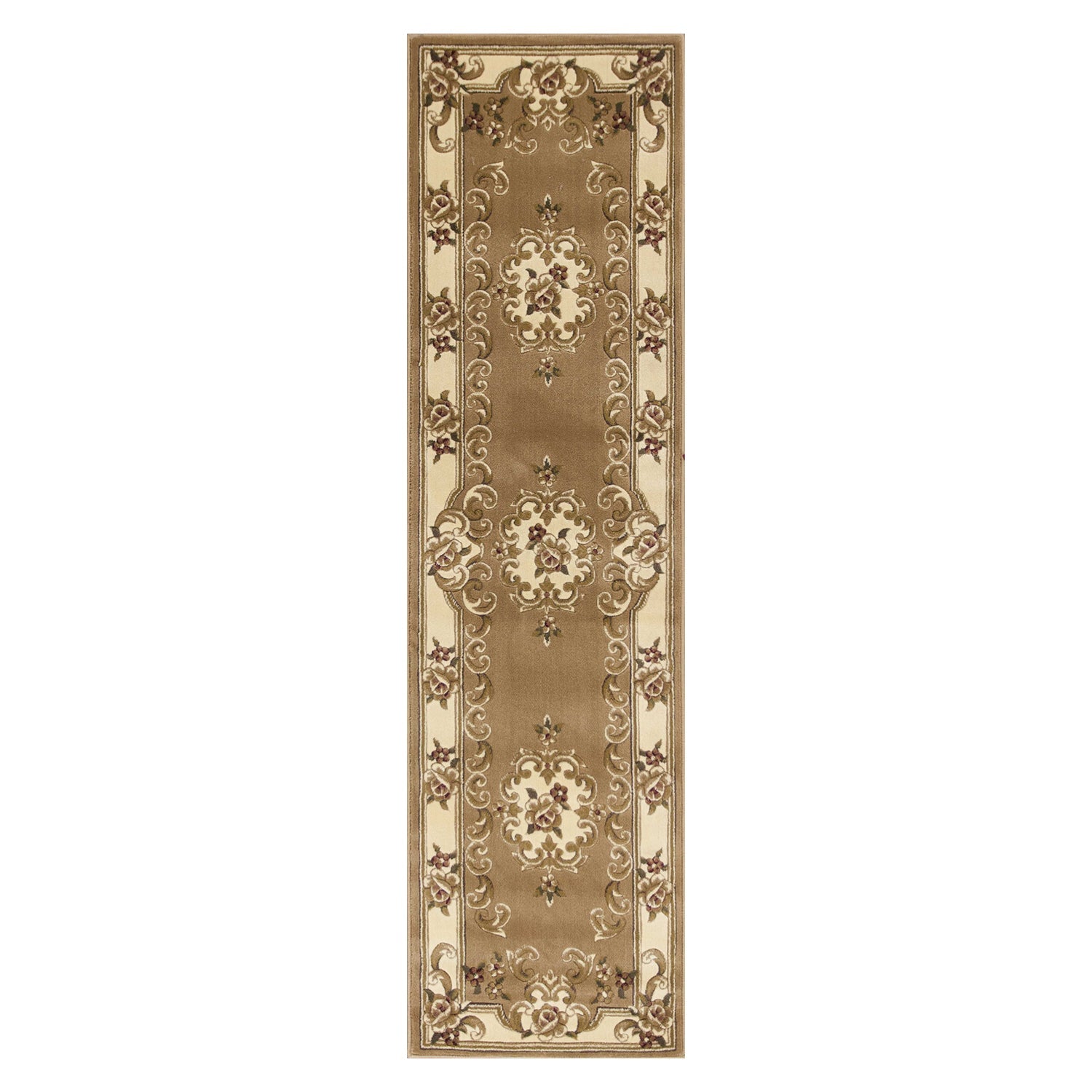 HomeRoots 2' x 8' Beige or Ivory Medallion Runner Rug