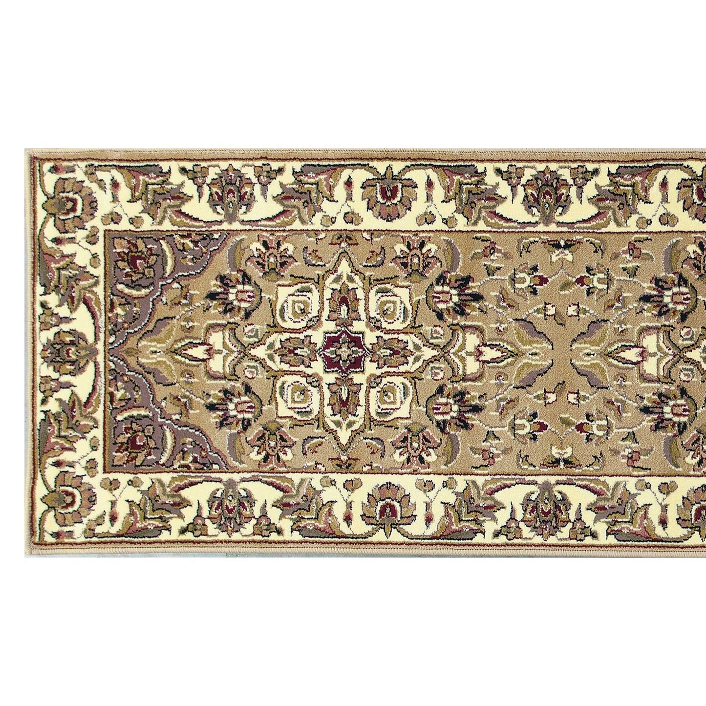 HomeRoots 2' x 8' Beige or Ivory Medallion Runner Rug