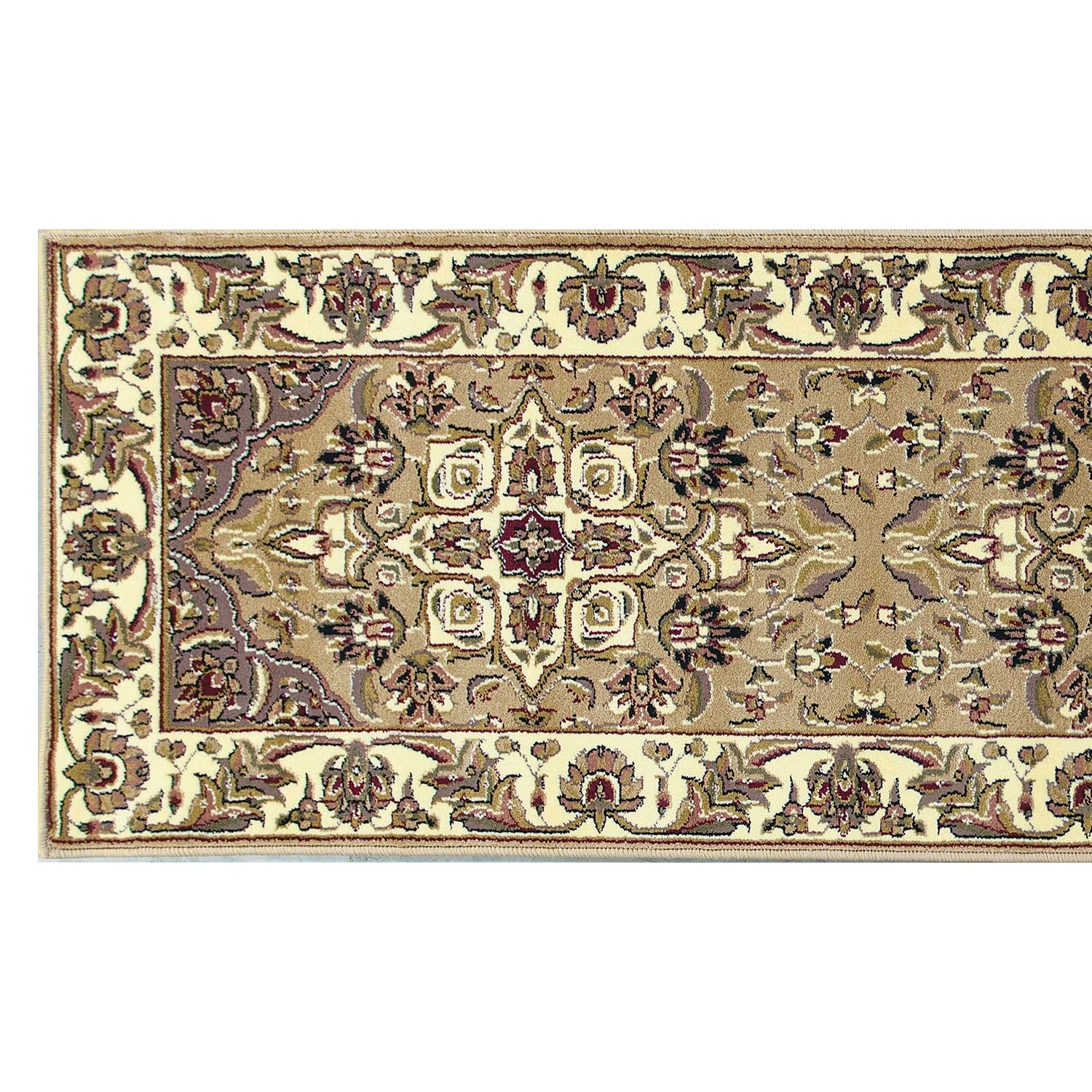 HomeRoots 2' x 8' Beige or Ivory Medallion Runner Rug