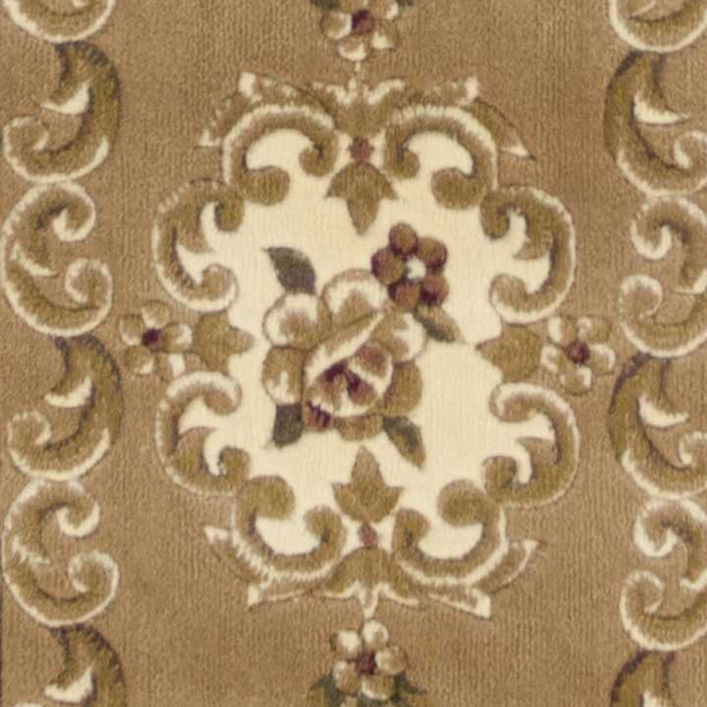 HomeRoots 2' x 8' Beige or Ivory Medallion Runner Rug