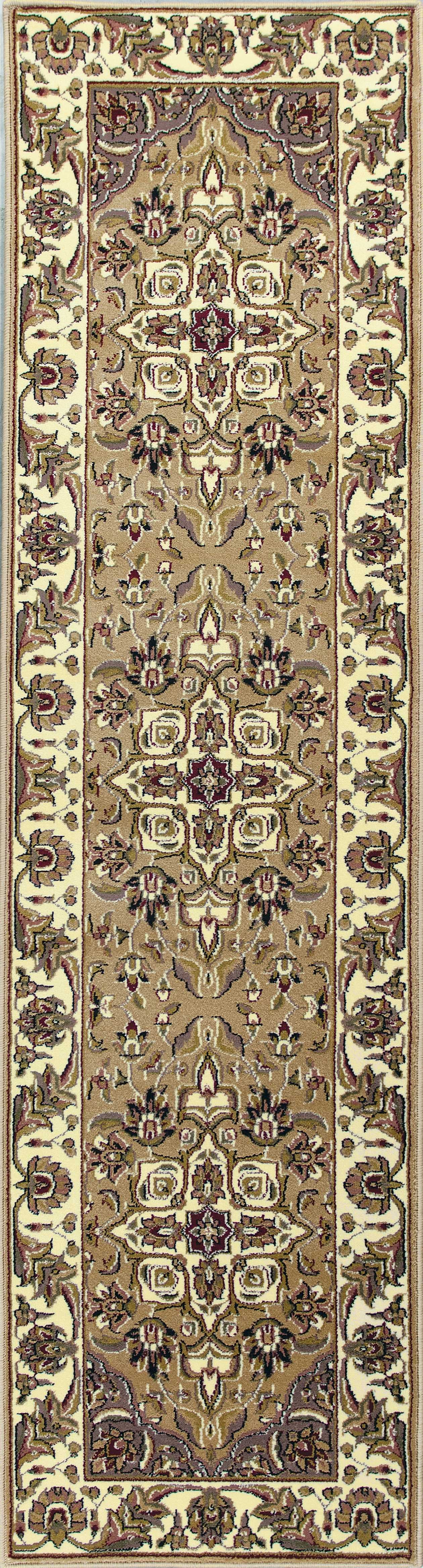 HomeRoots 2' x 8' Beige or Ivory Medallion Runner Rug