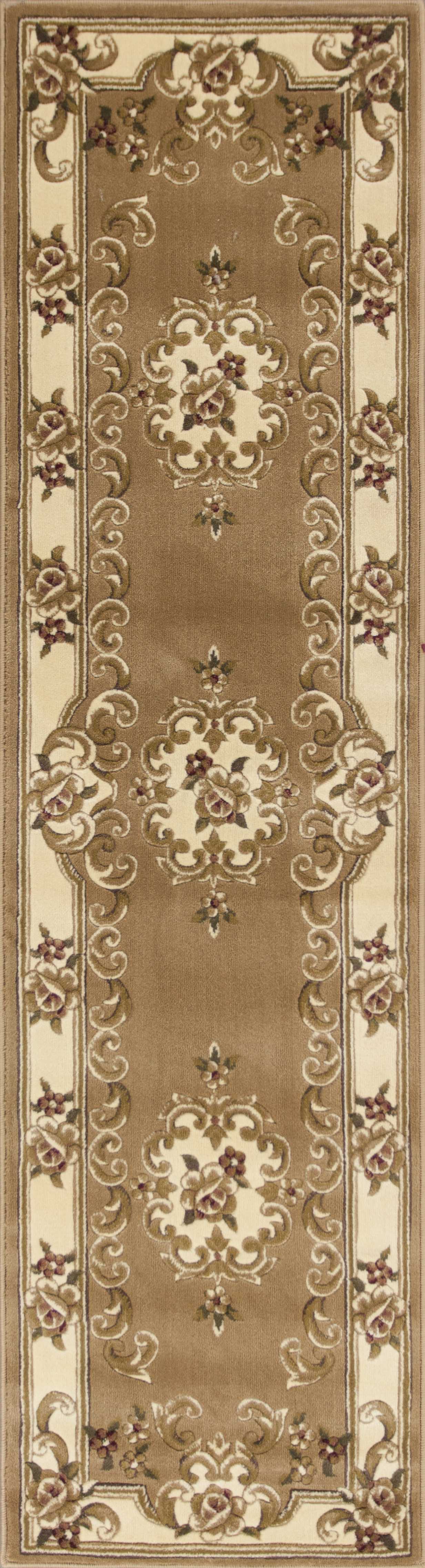 HomeRoots 2' x 8' Beige or Ivory Medallion Runner Rug