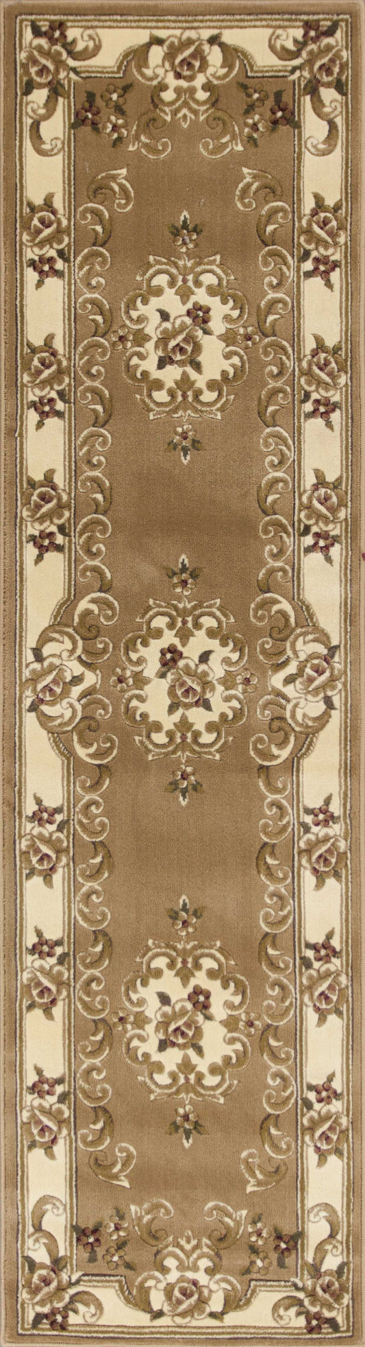HomeRoots 2' x 8' Beige or Ivory Medallion Runner Rug