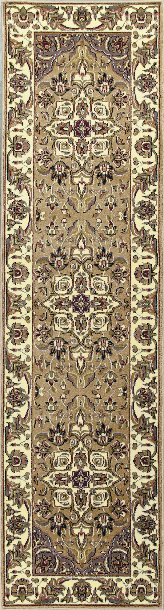 HomeRoots 2' x 8' Beige or Ivory Medallion Runner Rug