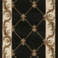 HomeRoots 2' x 8' Black Fleur de Lis Runner Rug