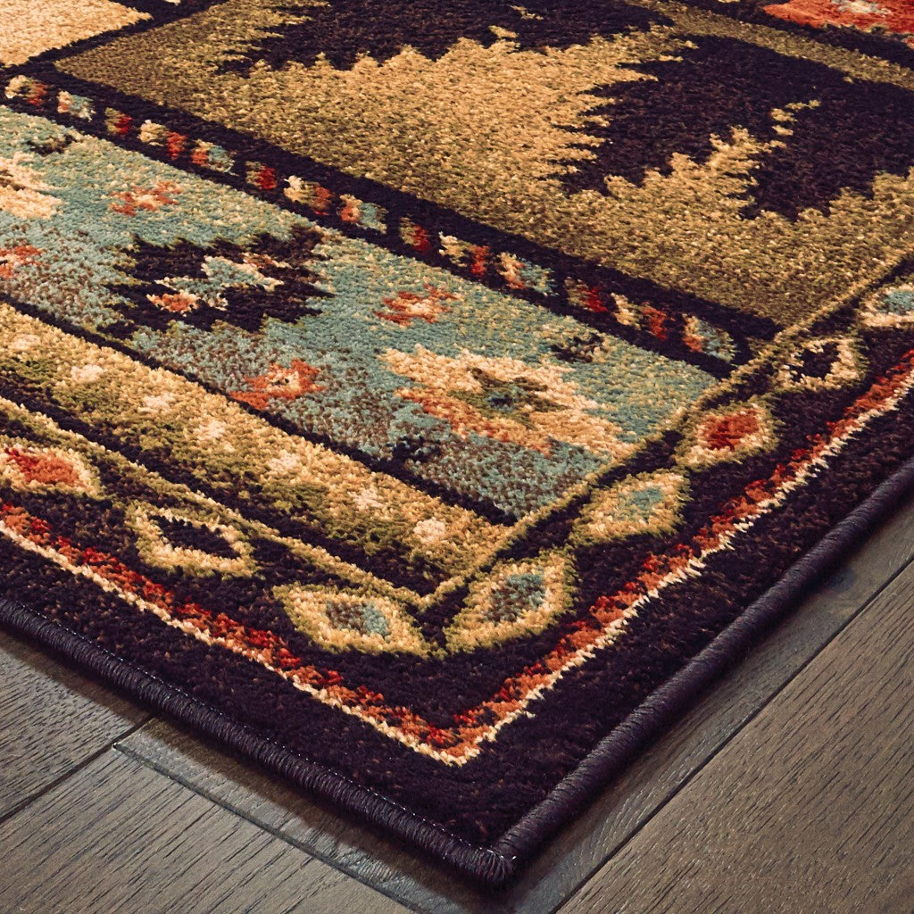 HomeRoots 2' x 8' Black and Brown Nature Lodge Runner Rug