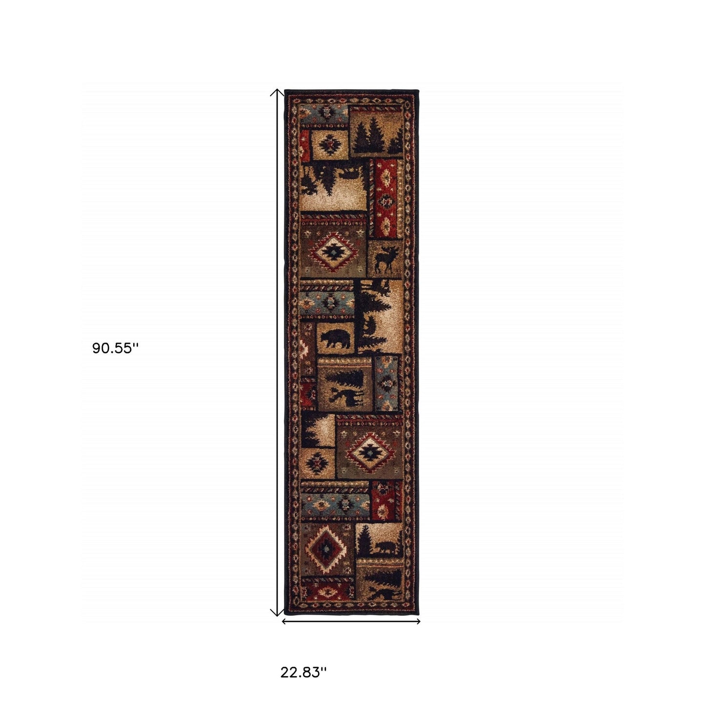 HomeRoots 2' x 8' Black and Brown Nature Lodge Runner Rug