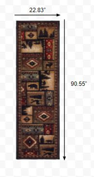 HomeRoots 2' x 8' Black and Brown Nature Lodge Runner Rug