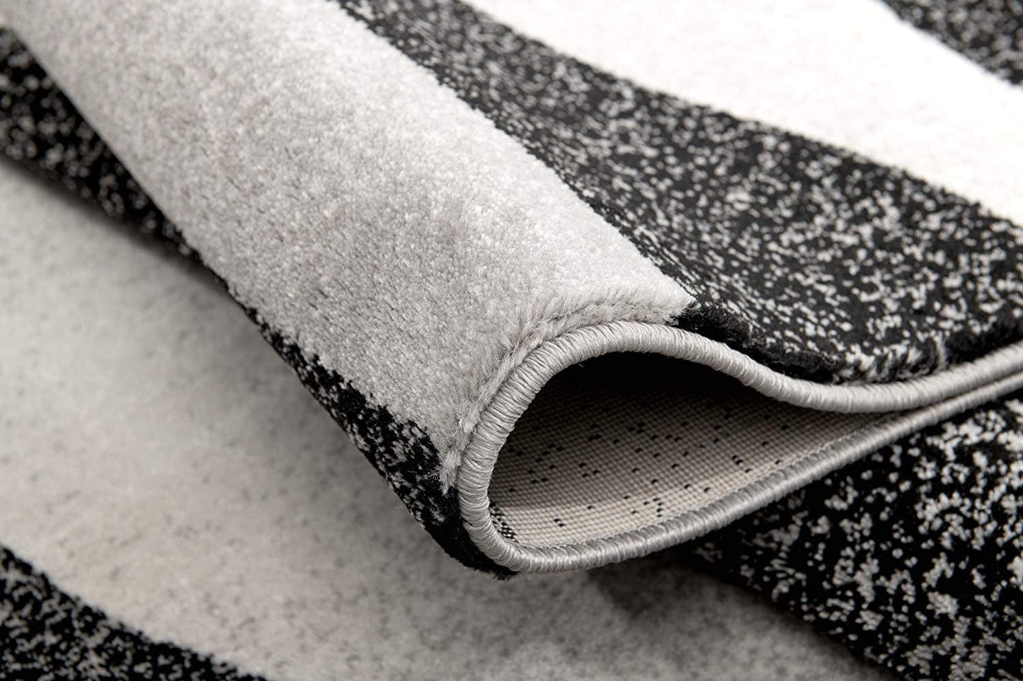 HomeRoots 2' x 8' Black and Gray Abstract Marble Runner Rug