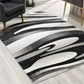 HomeRoots 2' x 8' Black and Gray Abstract Marble Runner Rug