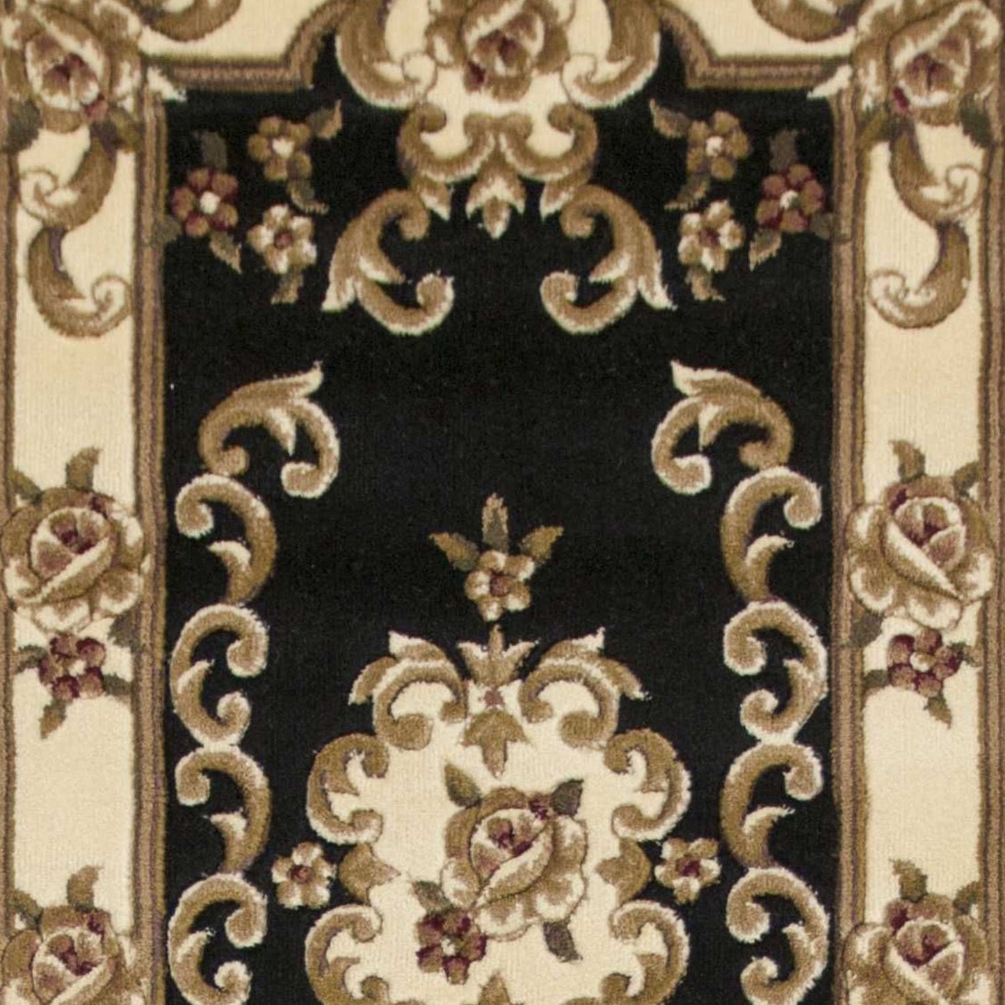 HomeRoots 2' x 8' Black or Ivory Medallion Runner Rug
