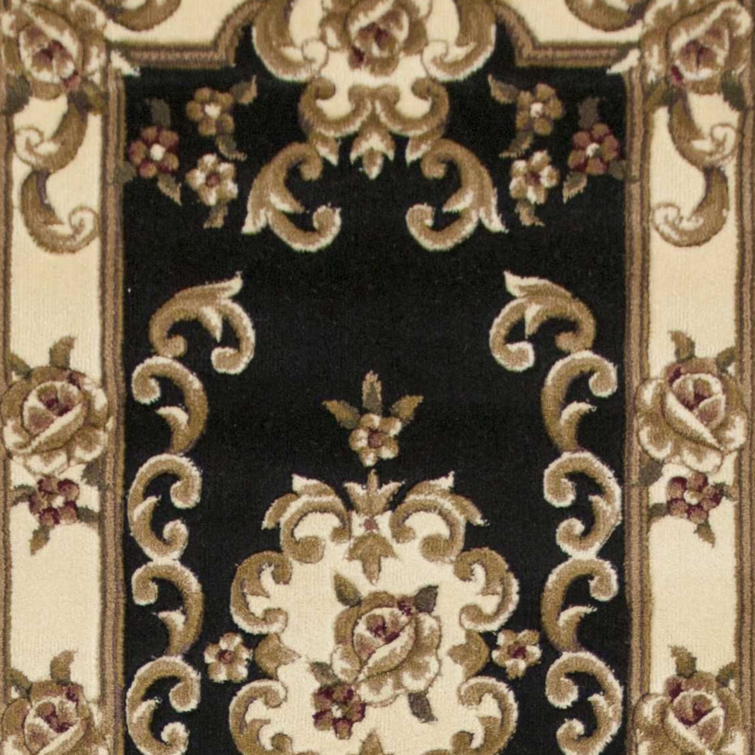 HomeRoots 2' x 8' Black or Ivory Medallion Runner Rug