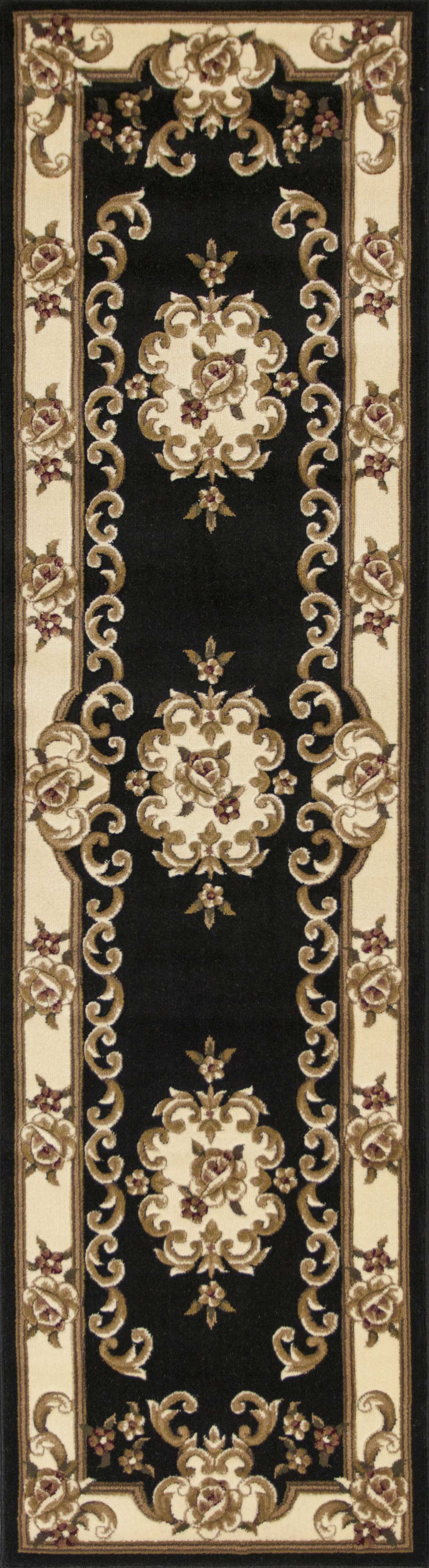 HomeRoots 2' x 8' Black or Ivory Medallion Runner Rug