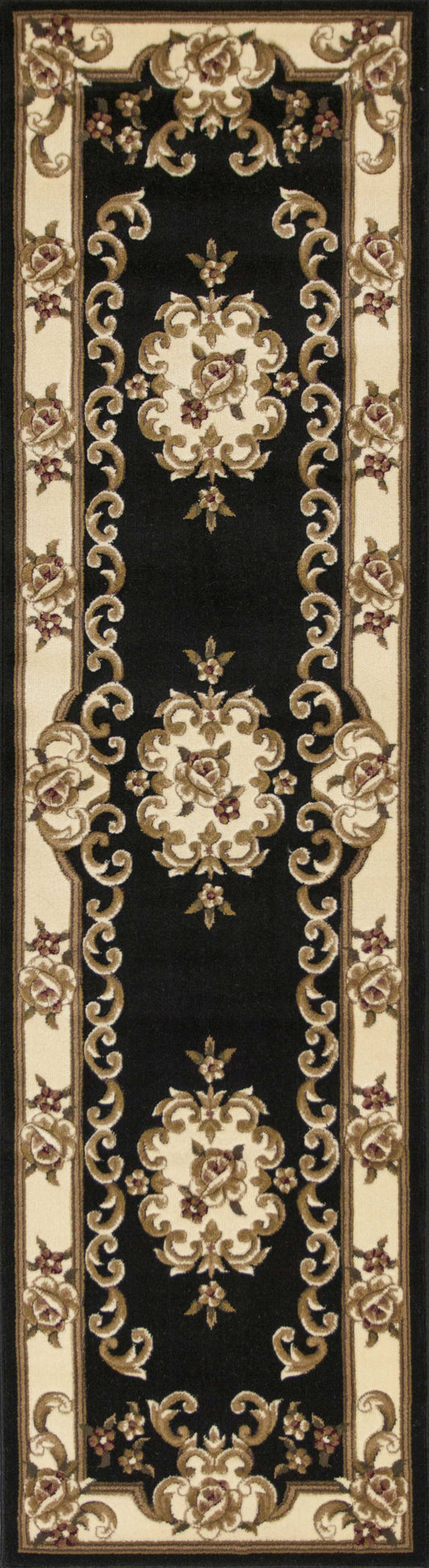 HomeRoots 2' x 8' Black or Ivory Medallion Runner Rug