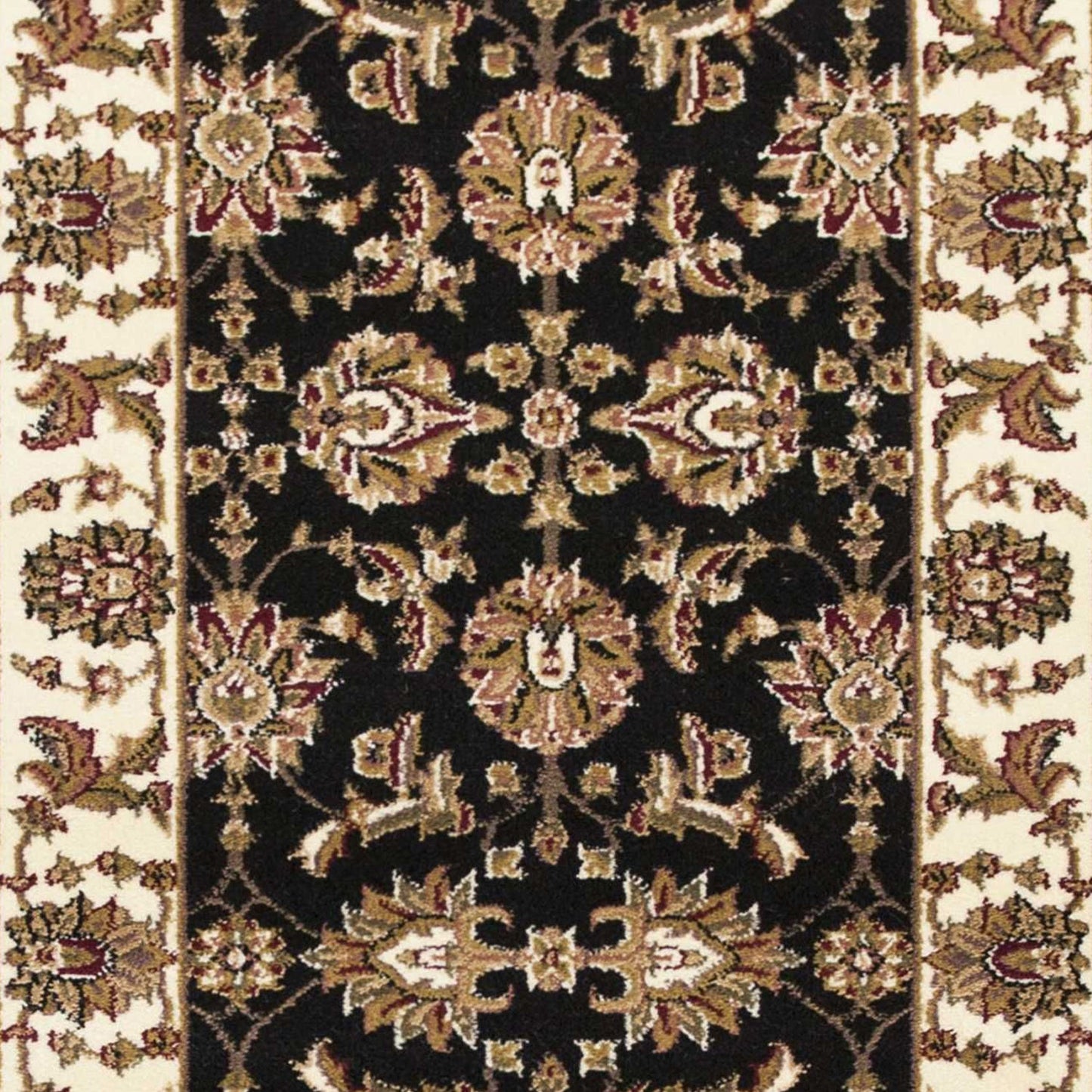 HomeRoots 2' x 8' Black or Ivory Traditional Bordered Rug