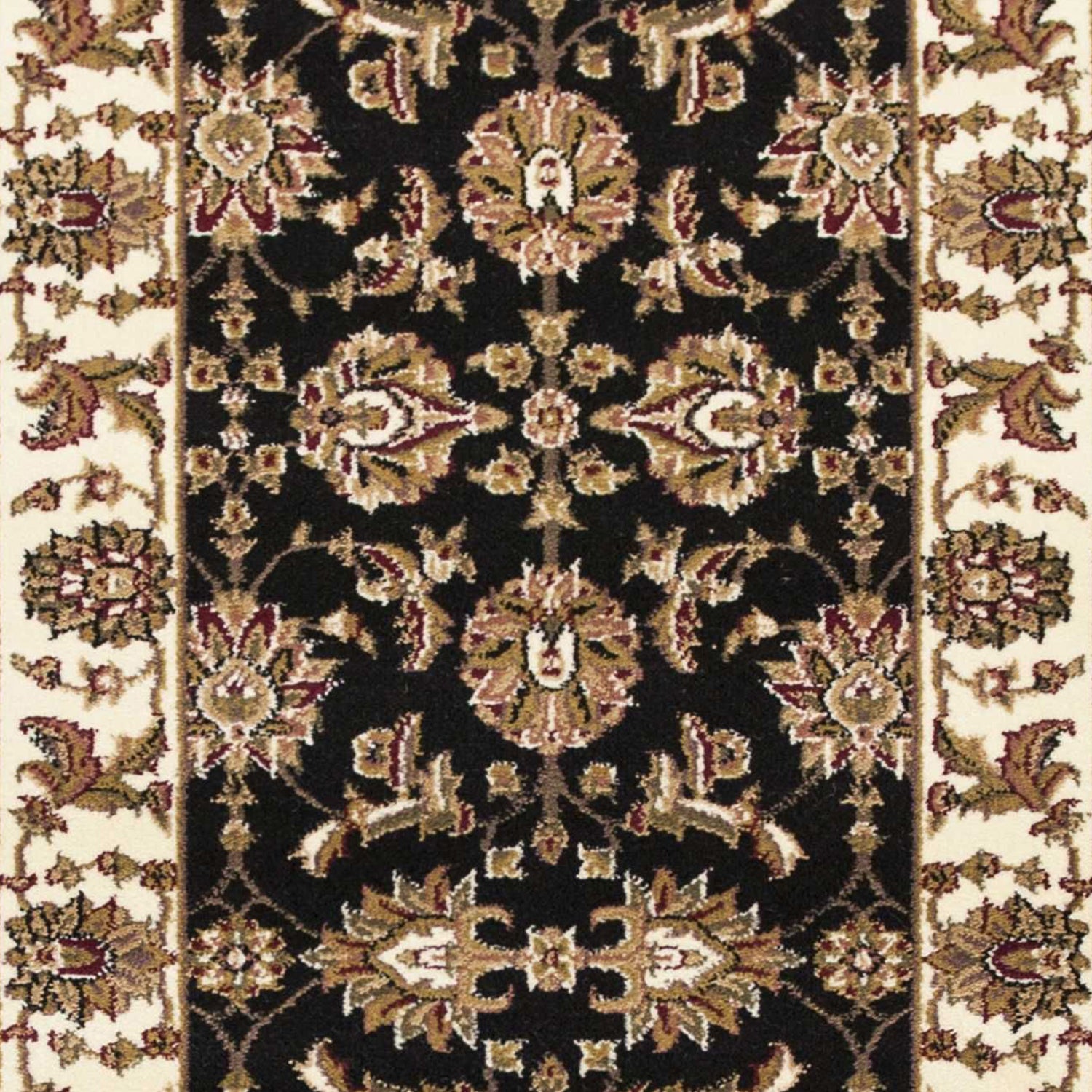 HomeRoots 2' x 8' Black or Ivory Traditional Bordered Rug