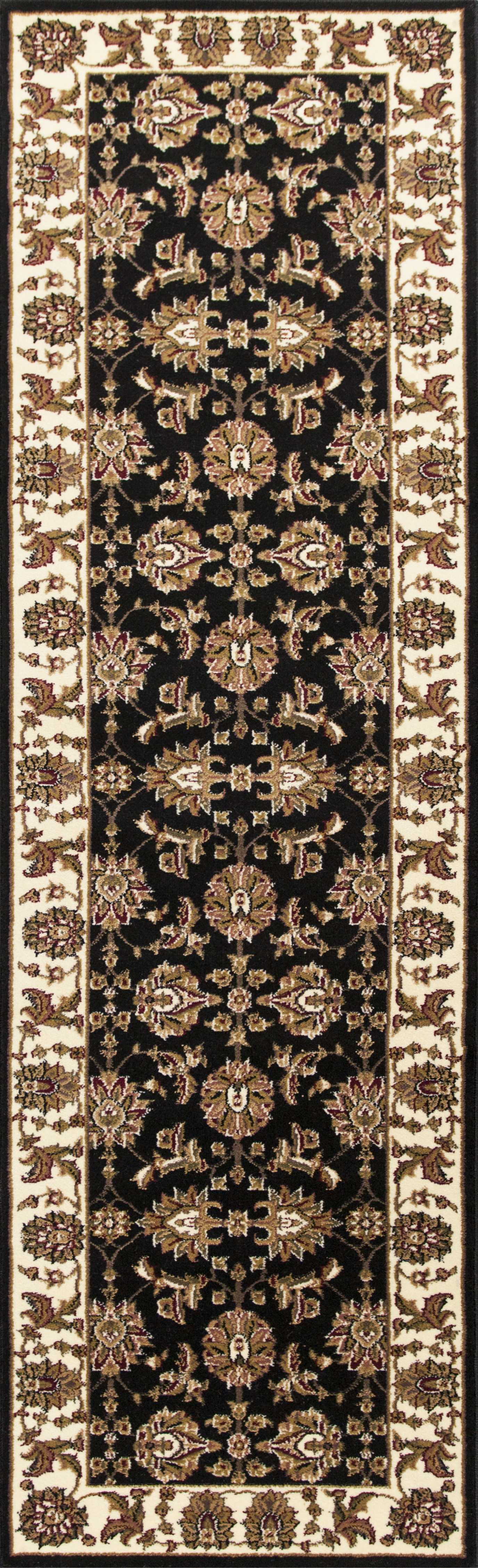 HomeRoots 2' x 8' Black or Ivory Traditional Bordered Rug