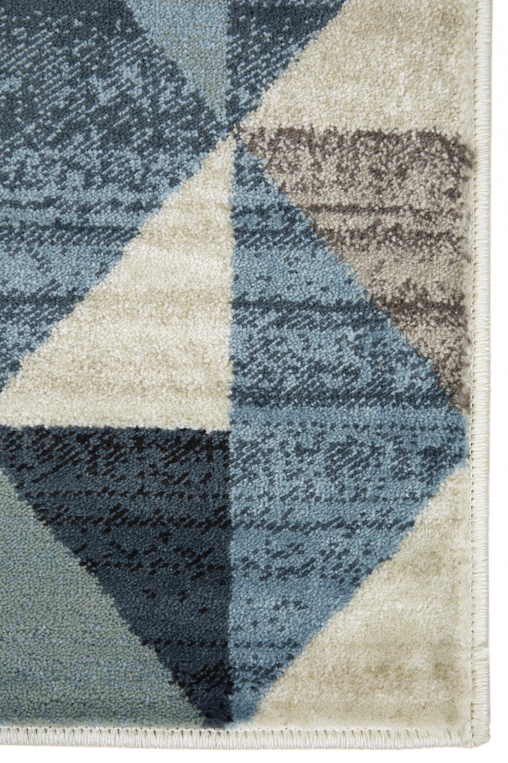 HomeRoots 2' x 8' Blue Beige Nested Diamonds Modern Runner Rug