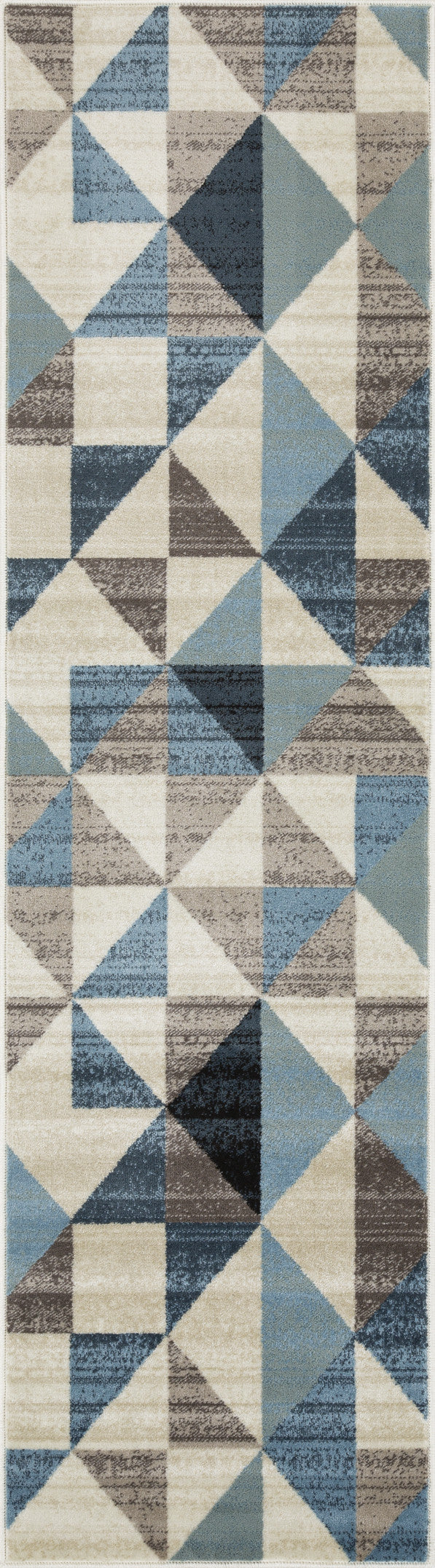 HomeRoots 2' x 8' Blue Beige Nested Diamonds Modern Runner Rug