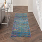 HomeRoots 2' x 8' Blue Distressed Striations Runner Rug
