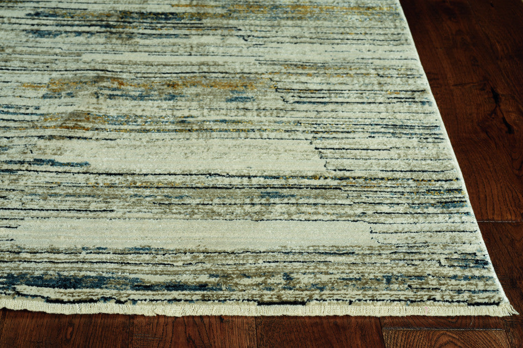 HomeRoots 2' x 8' Blue Ivory Abstract Striped Runner Rug