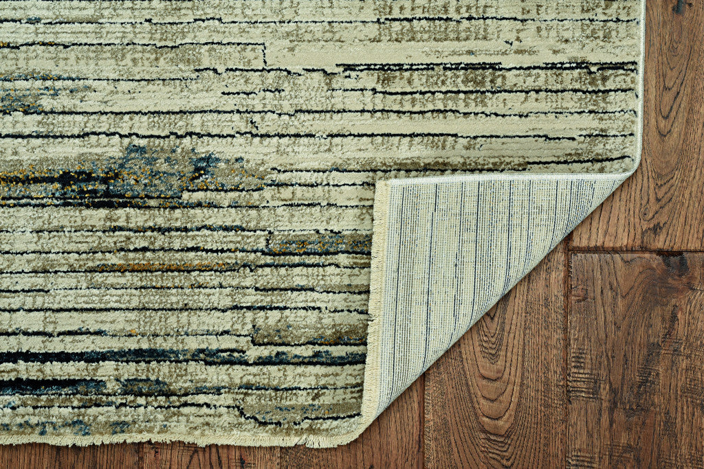 HomeRoots 2' x 8' Blue Ivory Abstract Striped Runner Rug