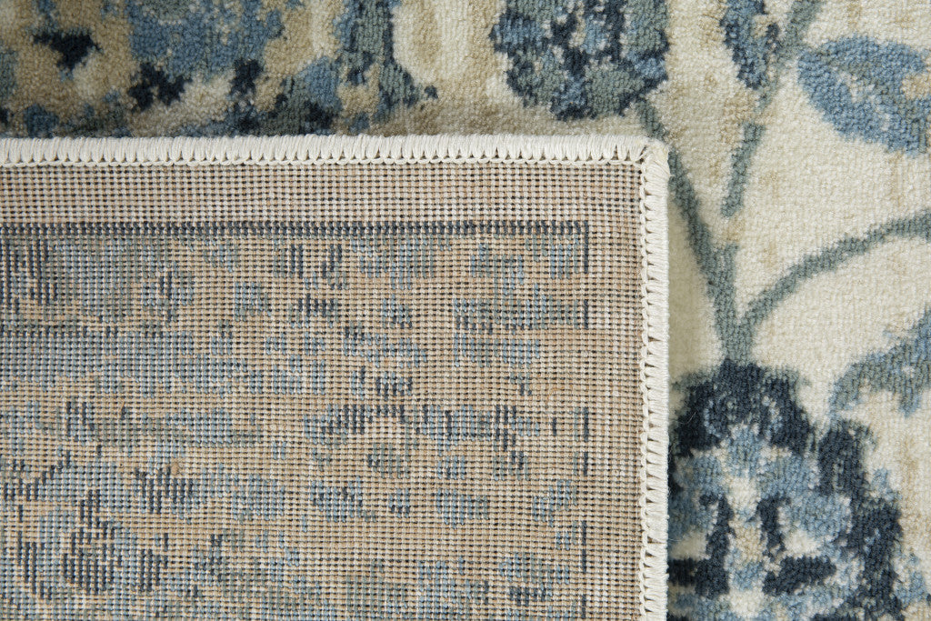 HomeRoots 2' x 8' Blue Ivory Distressed Oriental Runner Rug