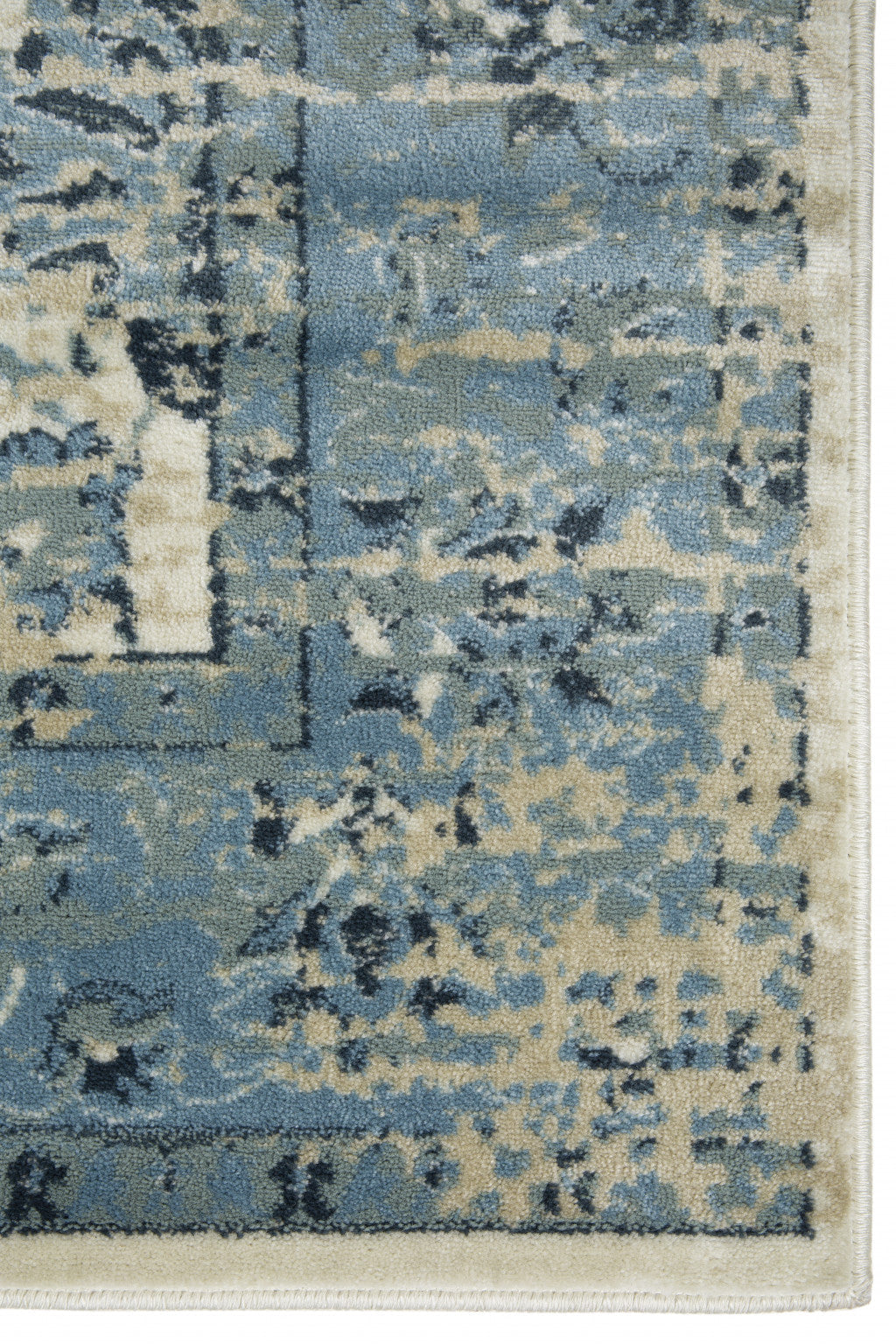 HomeRoots 2' x 8' Blue Ivory Distressed Oriental Runner Rug