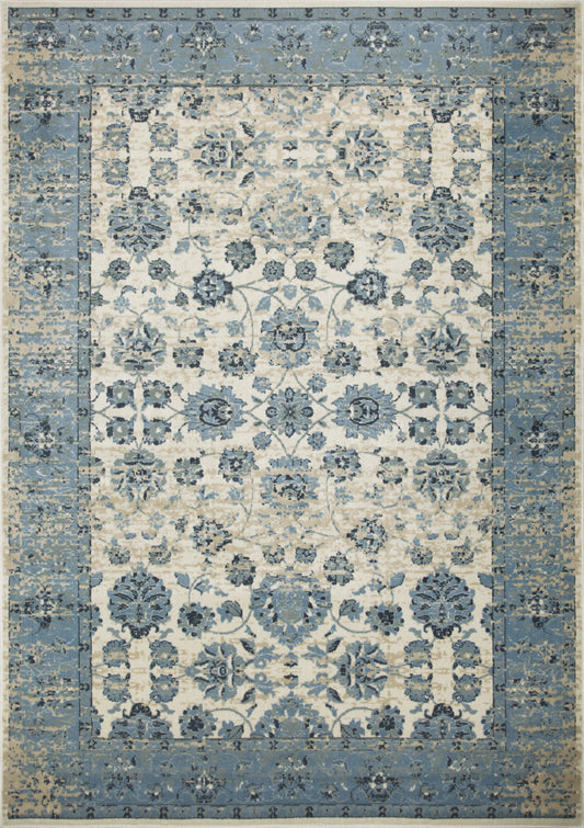 HomeRoots 2' x 8' Blue Ivory Distressed Oriental Runner Rug