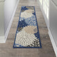 HomeRoots 2’ x 8’ Blue Large Floral Indoor Outdoor Runner Rug