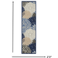 HomeRoots 2’ x 8’ Blue Large Floral Indoor Outdoor Runner Rug