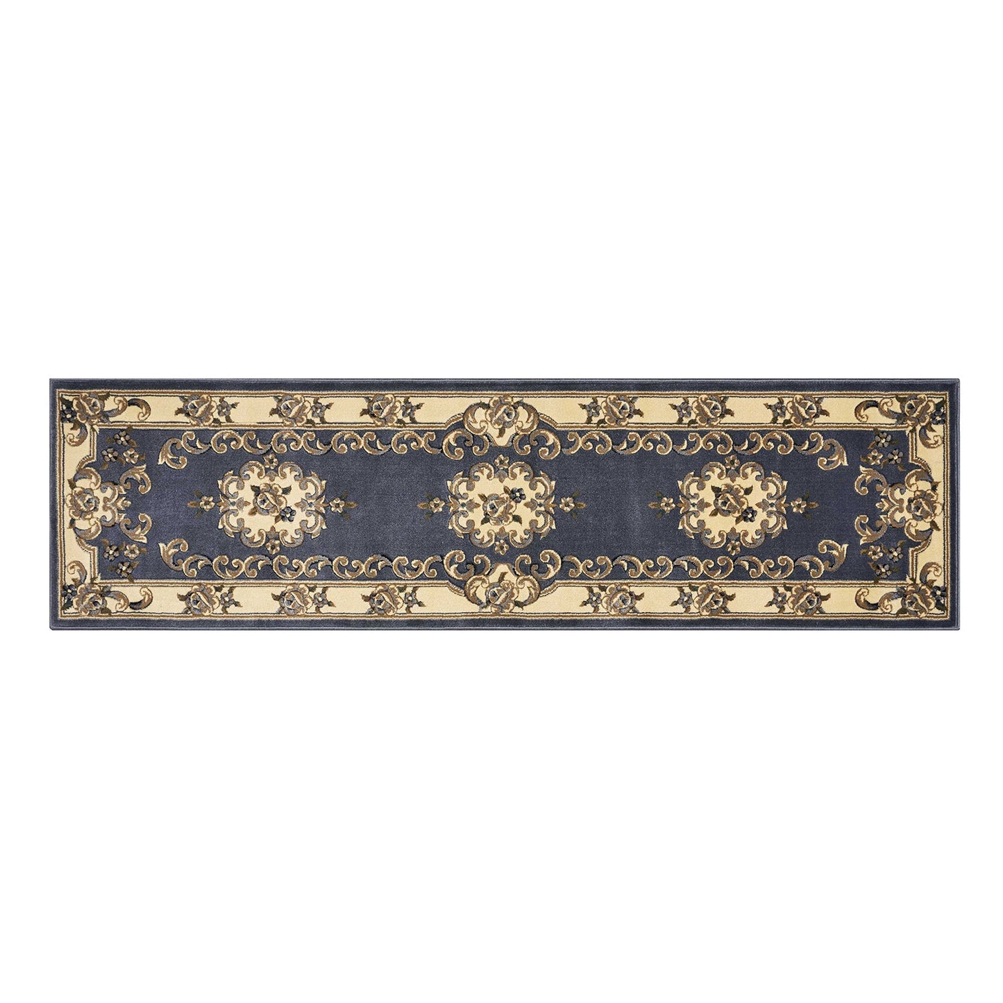 HomeRoots 2' x 8' Blue Medallion Runner Rug