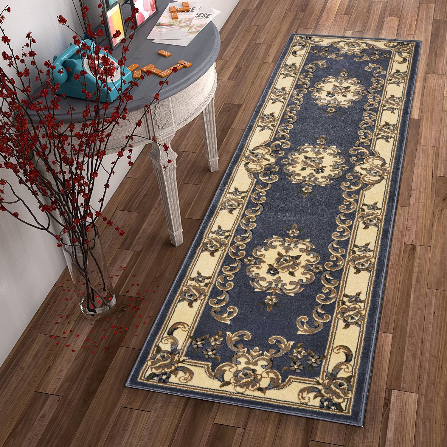 HomeRoots 2' x 8' Blue Medallion Runner Rug