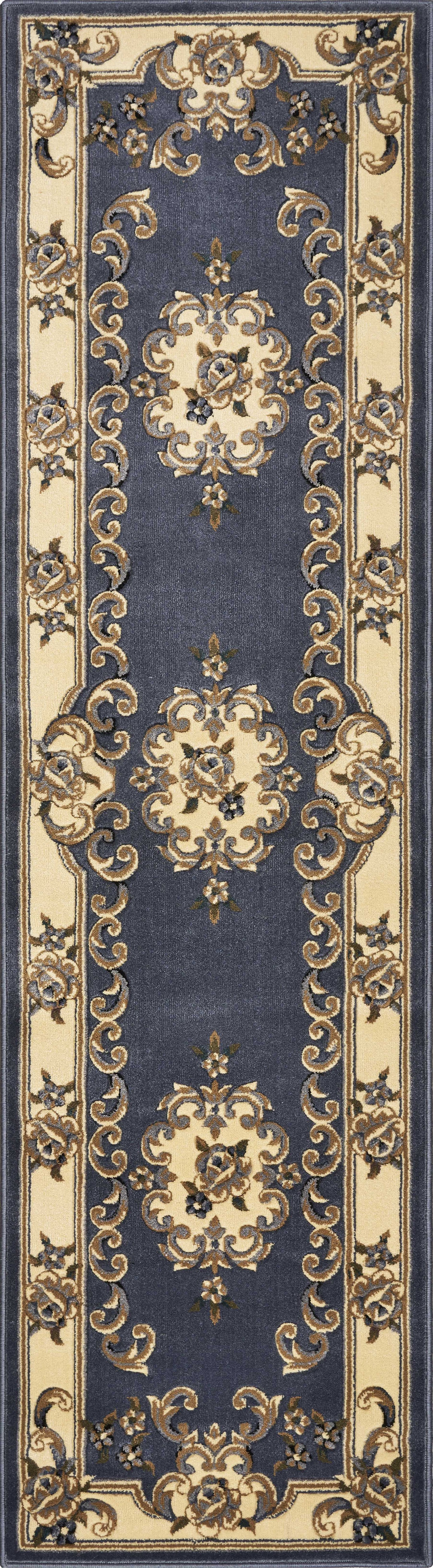 HomeRoots 2' x 8' Blue Medallion Runner Rug
