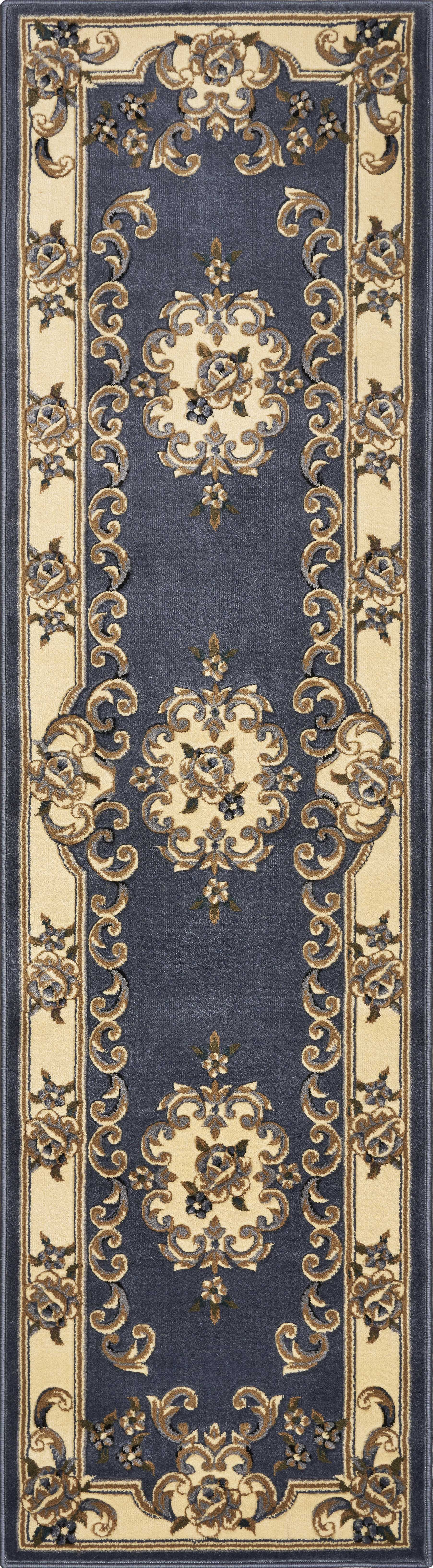 HomeRoots 2' x 8' Blue Medallion Runner Rug