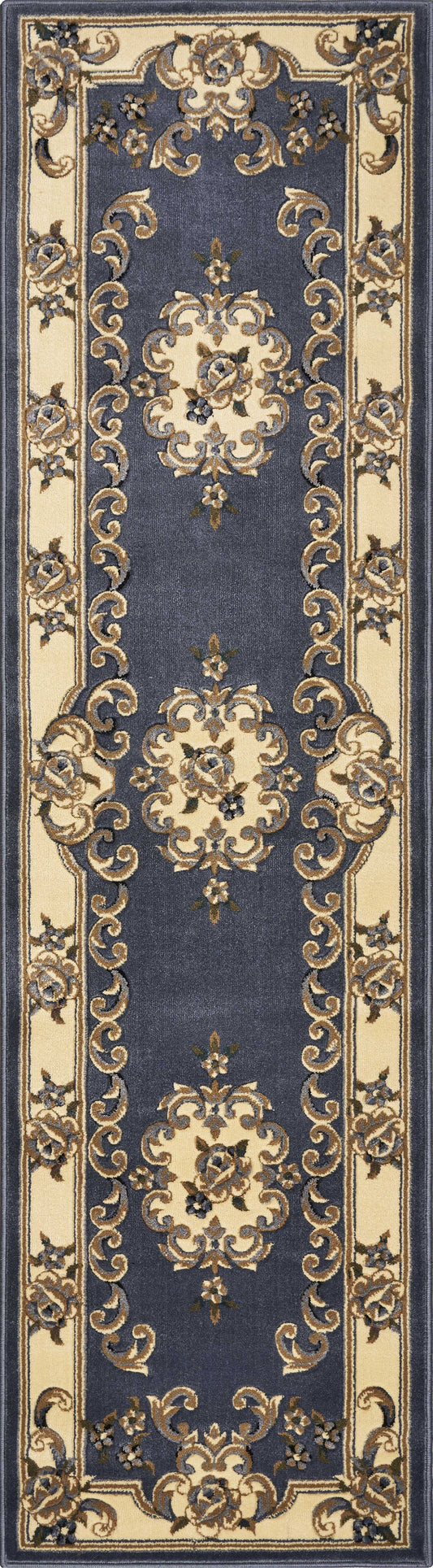 HomeRoots 2' x 8' Blue Medallion Runner Rug